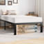 Structure de lit simple en métal avec ensemble de chambre à coucher avec 2 tables de chevet, table de chevet avec structure en métal et plateau en bois, tiroirs en tissu-704523220