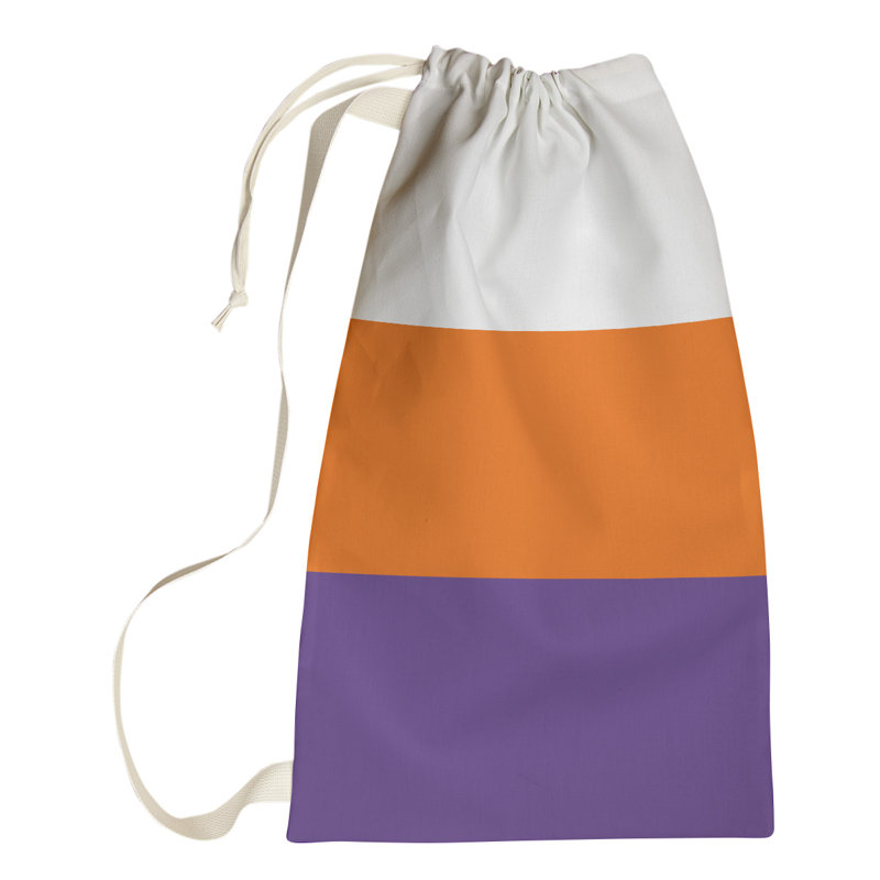 Fabric Laundry Bag with Handles, Medium (36" H x 28" W x 1.5" D), Pittsburgh White/Orange/Purple