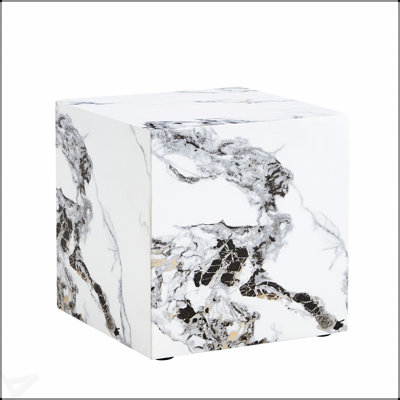 Modern White MDF Cube Coffee Table with Stylish Texture Design for Compact Living Spaces