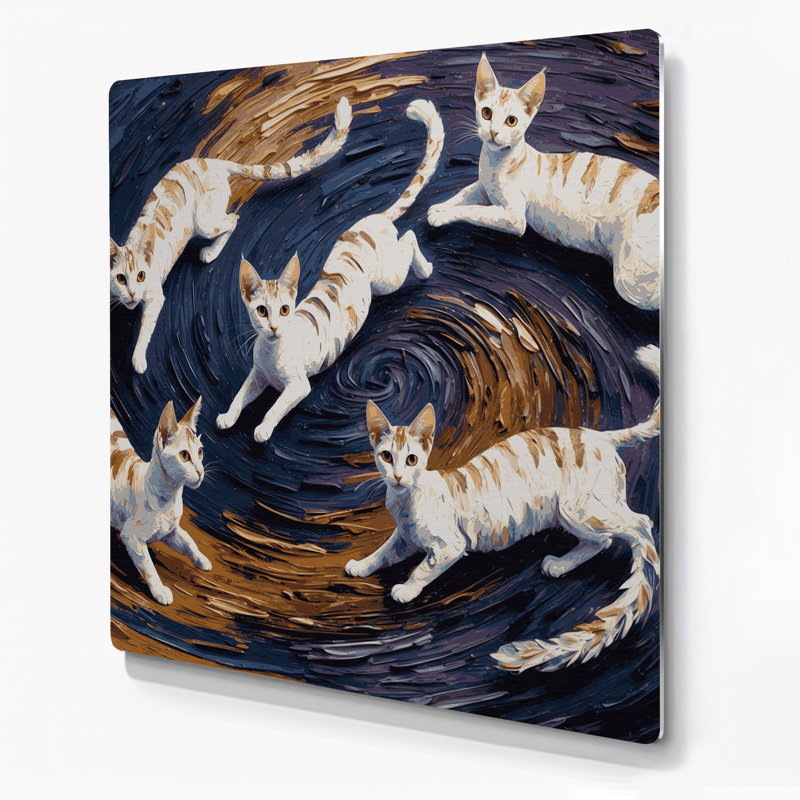 Cats Devon Rex, art mural en métal gris, H 12 po x l 12 po