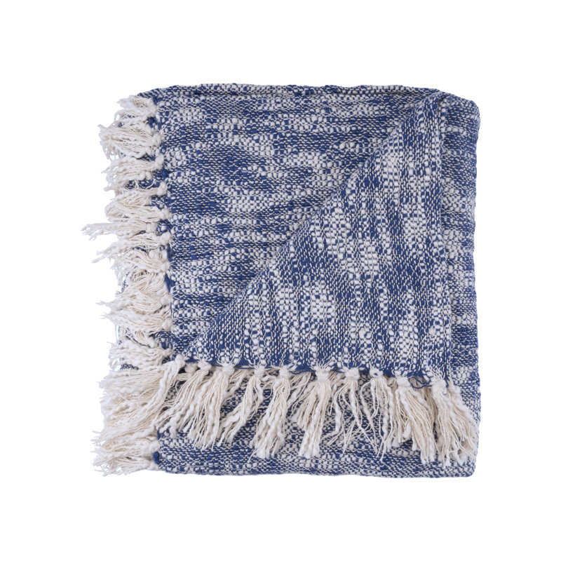 Organic Blue Cotton Reversible Throw Blanket 60" x 50"
