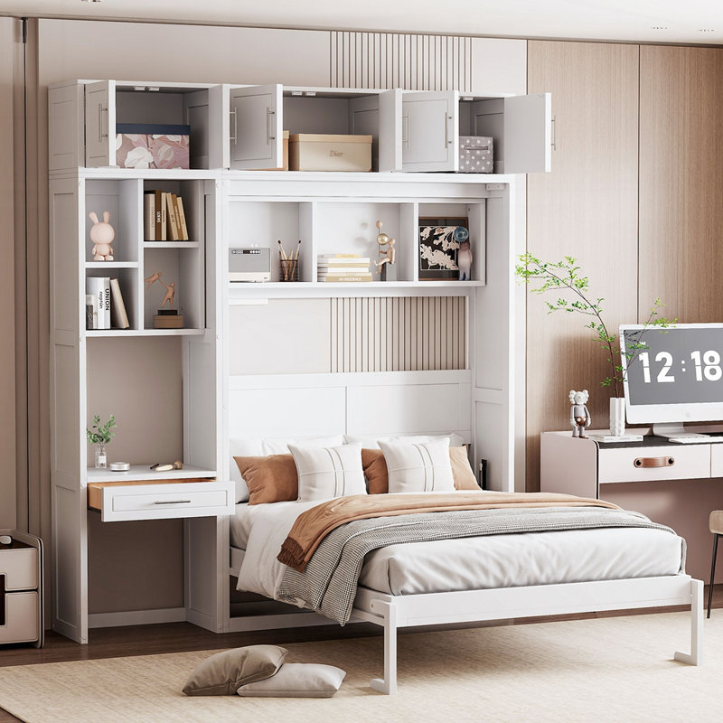 Lit escamotable avec rangement intégré et support de matelas confortable pour les petits espaces