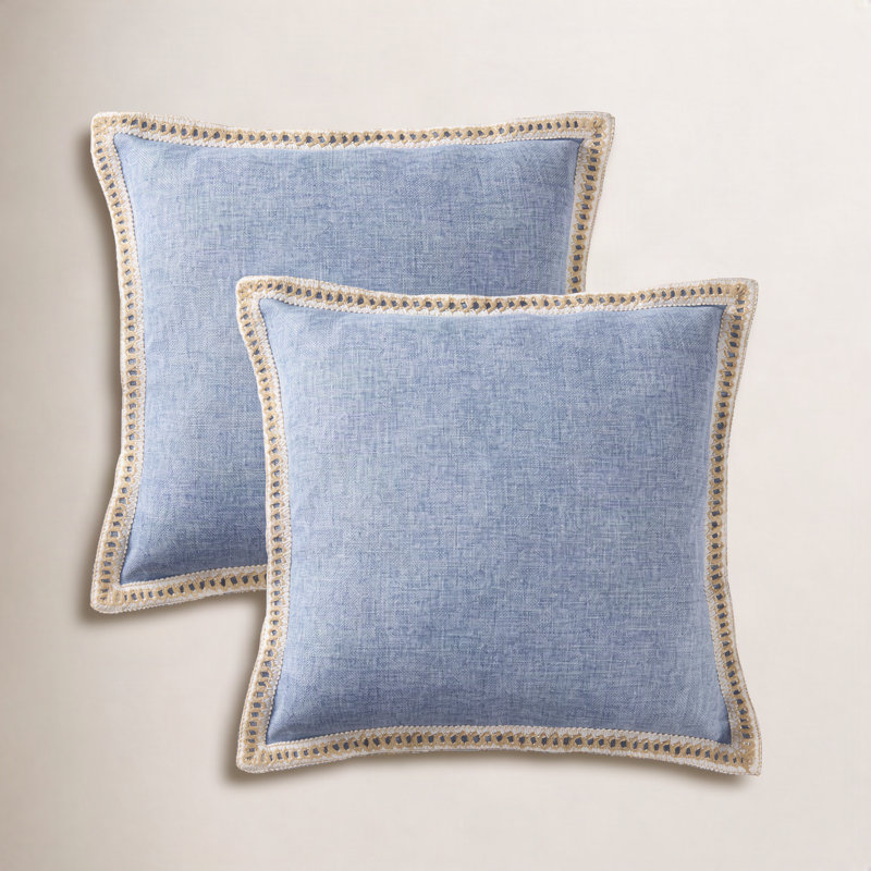 Housse de coussin de couleur, Bleu, Carré 18 po