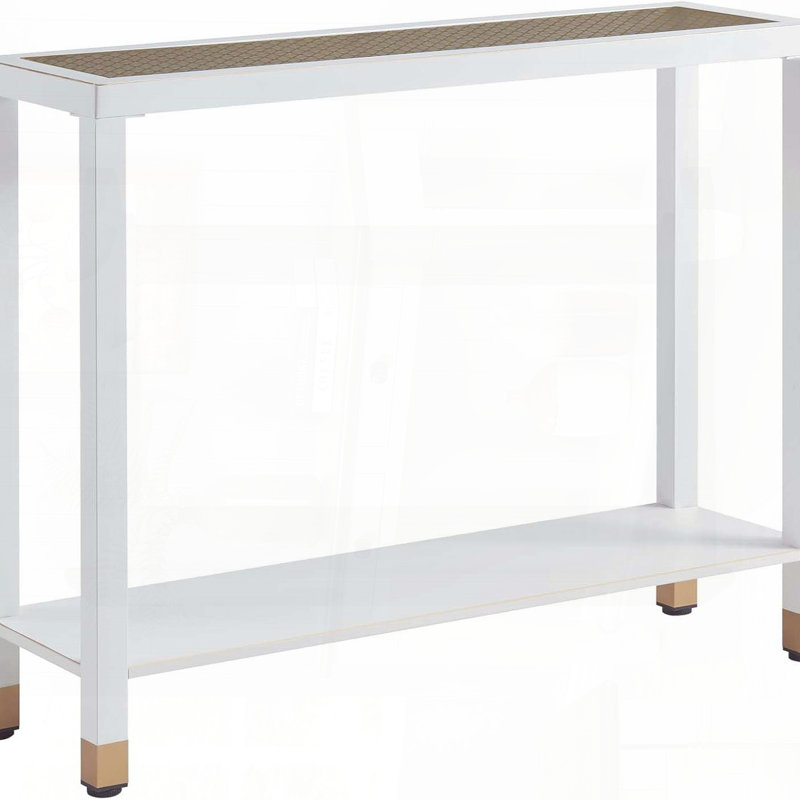 Table d'entrée à 2 niveaux en verre avec film doré - doré et blanc, 41 po, Blanc