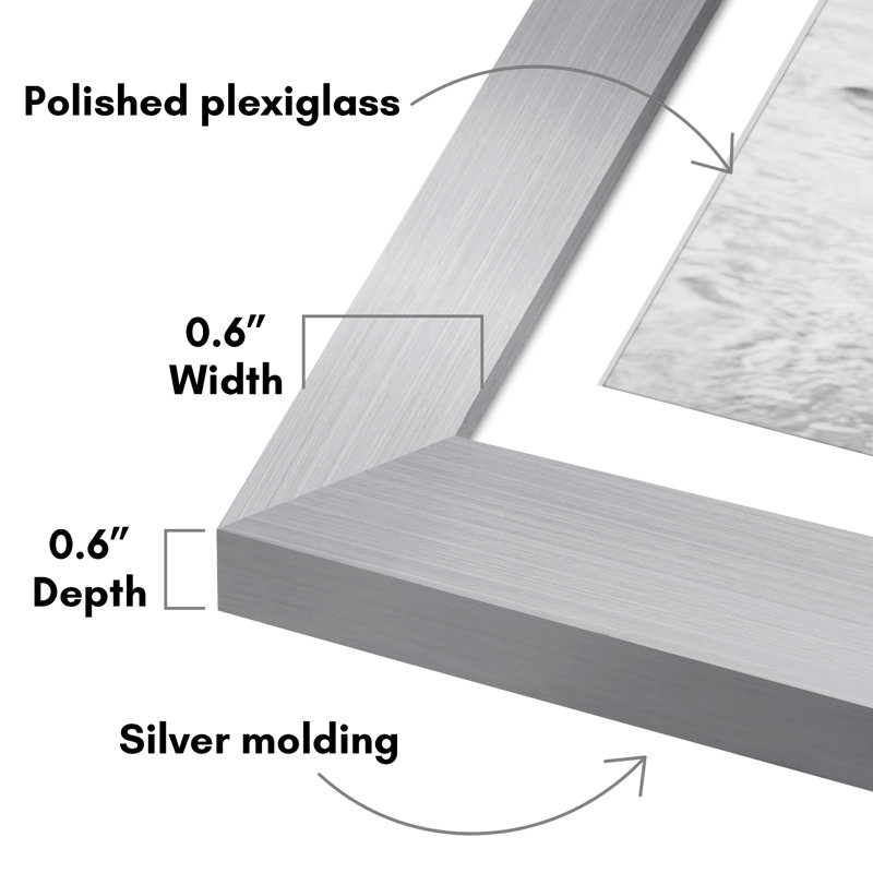 Cadre photo Americanflat - ensemble de 2 - cadre avec passe-partout - plexiglas poli, Argent argent