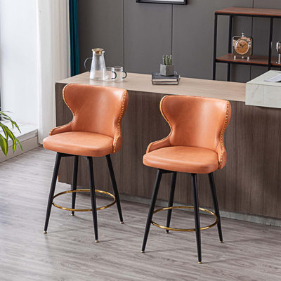 Ensemble 2 pièces de tabourets de bar pivotants à 180 ° avec pieds en métal