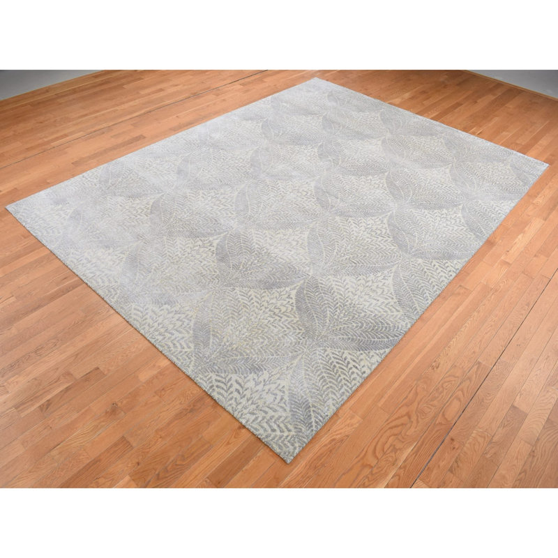 Tapis gris nouvel âge en soie 8 pi 10 po x 12 pi 1 po Chinotto