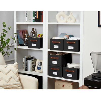 Rectangular Storage Baskets for Shelves with Label Holder