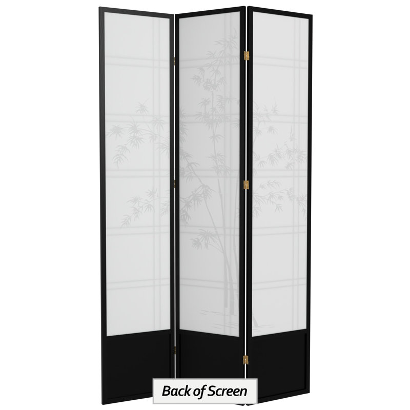 83.5" Bamboo Tree Double Cross Shoji Room Divider, 3 Panels, Black
