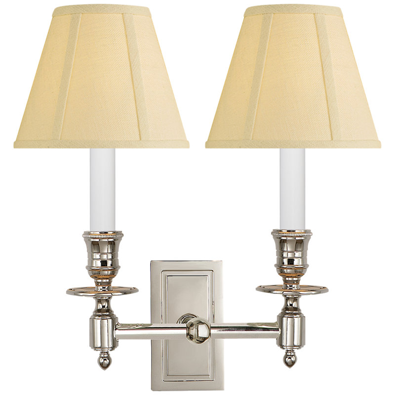 Library 2 - Light Armed Sconce, Linen, Polished Nickel
