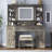 Chimira Farmhouse Makeup Vanity Desk with Sliding Mirror, Gray-95993064