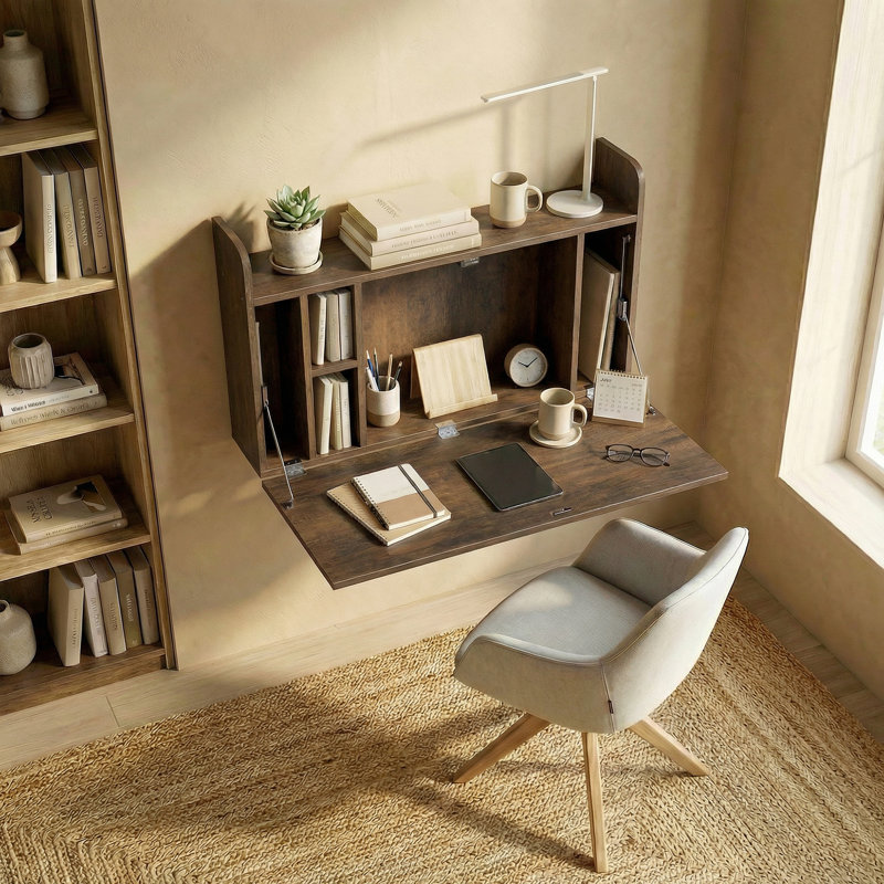 Wall Mounted Desk, Brown