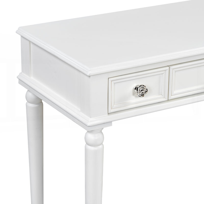 Bureau de maquillage rétro avec grand miroir octogonal, coiffeuse à 3 tiroirs pour le rangement des bijoux, console élégante pour diverses pièces