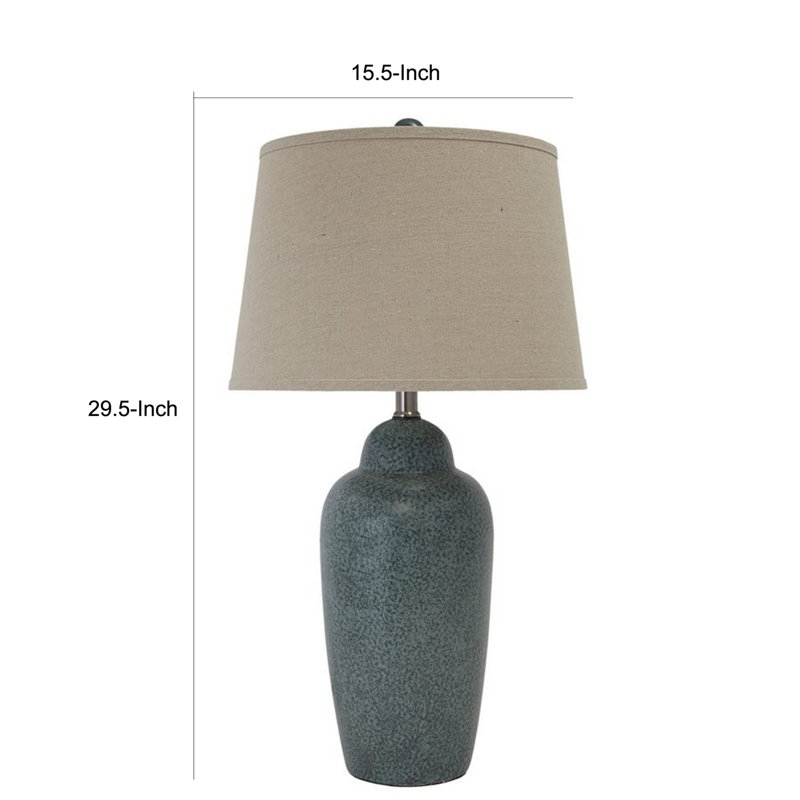 Gaia Blue Ceramic Table Lamp with Textured Shade