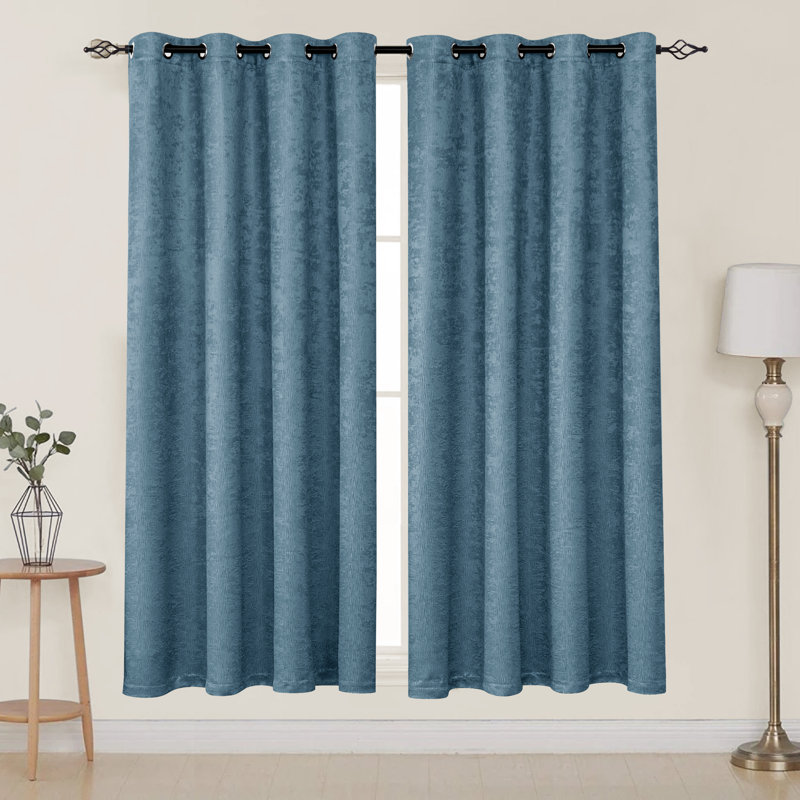 Jayla Blackout Curtain Pair, 53" W x 84" L, Smoke Blue