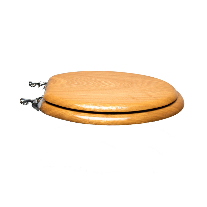 Siège de toilette rond en placage de bois et métal, Argent