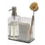 Spectrum Hexa Sink Sponge and Brush Organizer with Refillable Soap Pump, Clear and Grey