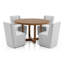 Ensemble de salle à manger rond Jennifer 5 pièces en bois massif avec motif soleil-137352112