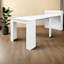 Table de salle à manger extensible (table seule, sans chaises, avec plateau et pieds) avec rangement, en MDF blanc, style moderne pour petite cuisine