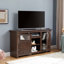 Meuble télé Farmhouse avec portes de grange, grande console de divertissement, tablettes réglables, gestion des câbles et conception classique