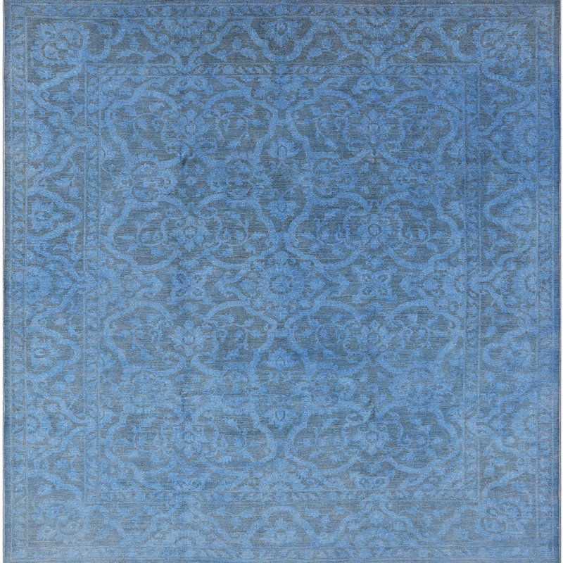 Tapis oriental bleu / gris, Carré 6 pi
