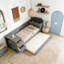 Lit de jour simple avec accoudoirs de rangement, lit gigogne et station de charge-1928631359