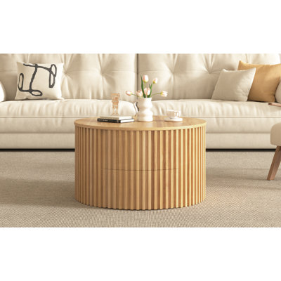 Table basse à plateau relevable VIBE HAUS, table d'appoint moderne en bois cannelé avec rangement caché pour le salon