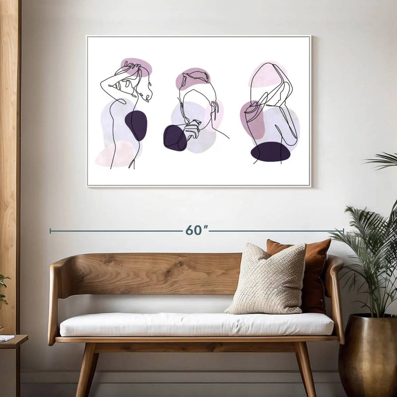 Women One Line, 46 po x 31 po, Cadre flottant blanc