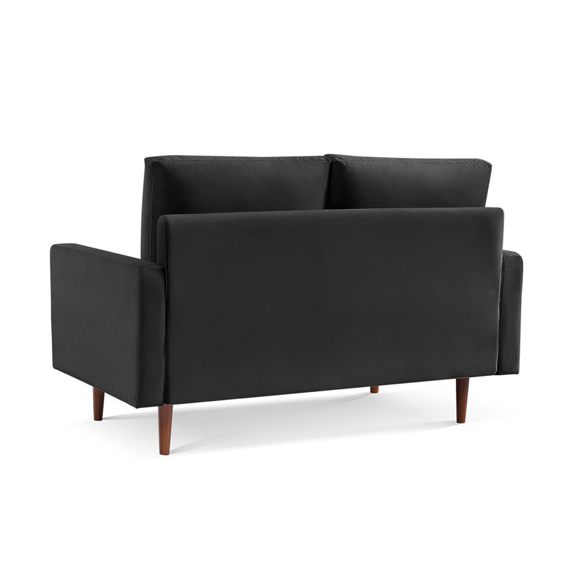Ellmer Velvet Loveseat, Black Velvet, 36.4" H x 57.1" W x 31.5" D