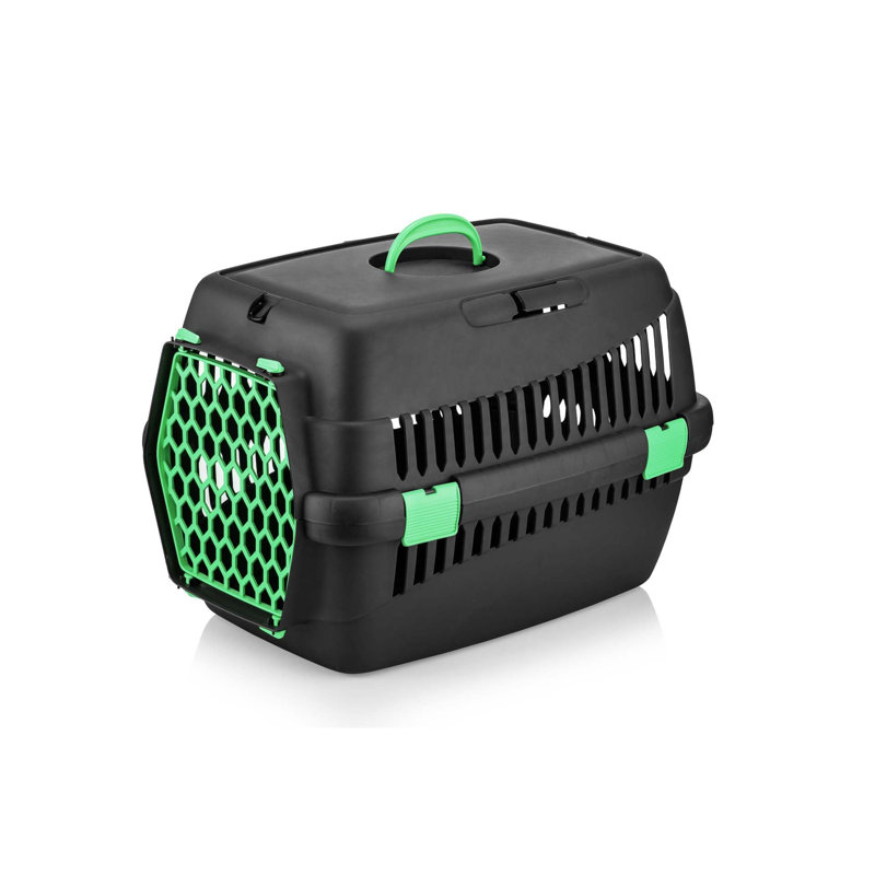 Boîte de transport pour animaux, Noir / vert océan, H 21,65 po x l 15,35 po x P 21,65 po
