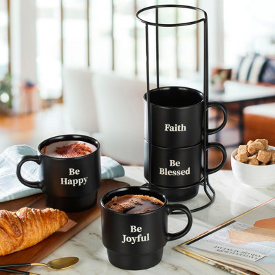 Stackable coffee cup tower set