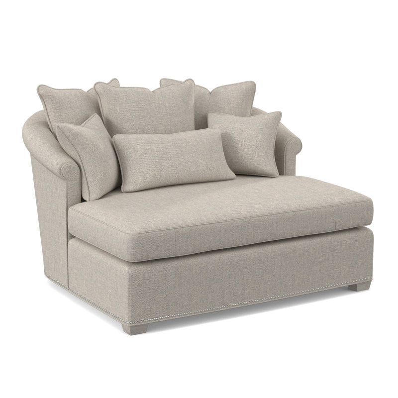 Josephine Chaise Lounge, Venice Navy 100% Polyester, Bisque