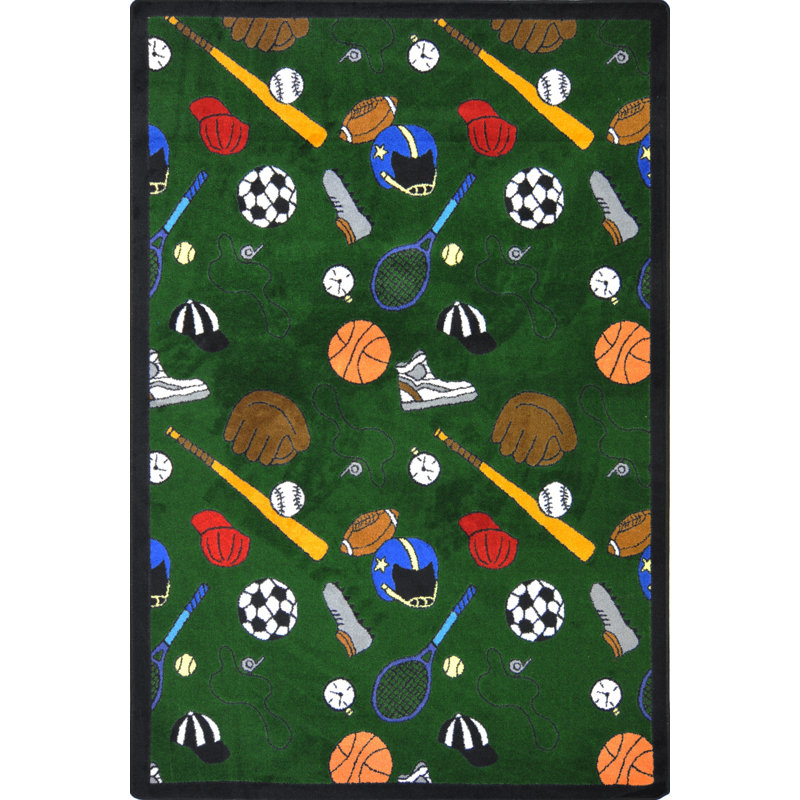 Educational Bookworm Area Rug, Rectangle  3'10" x 5'4", Blue