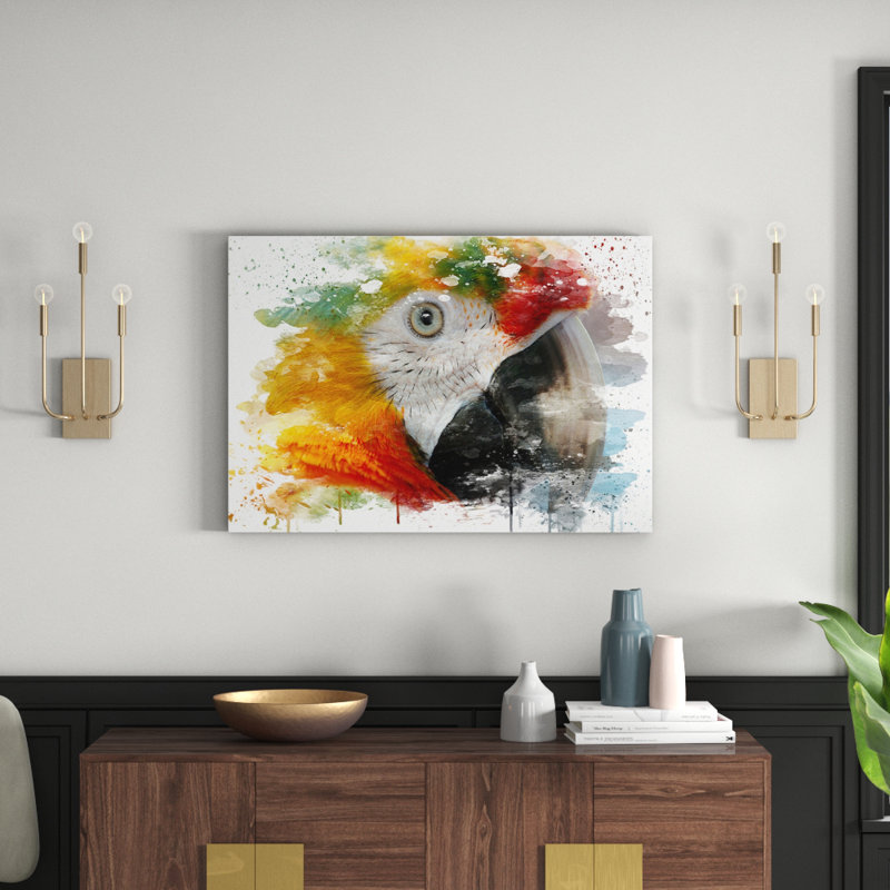 Macaw Parrot Bird - Wall Art, 70cm H x 100cm W, Wrapped Canvas