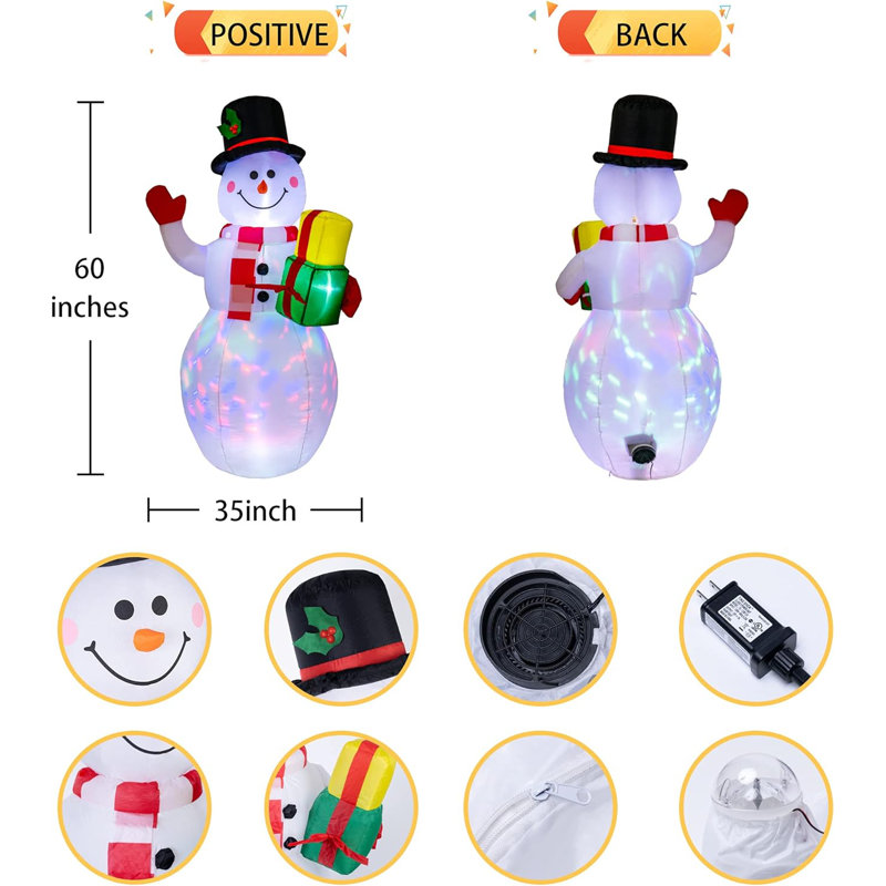 Bonhomme de neige avec boîte-cadeau gonflable