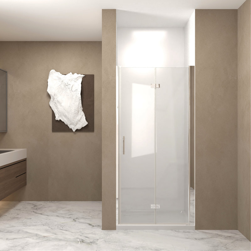 37 - Porte de douche 36 po x 72 po avec verre trempé de 1/4 po de 6 mm, charnière unique et structure peu encombrante de 36 po x 72 po avec film en aluminium, conception facile à assembler
