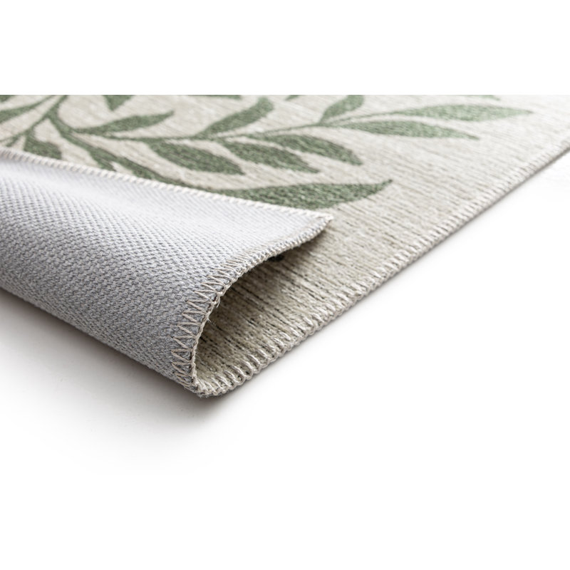 Rectangle Floral Area Rug, Cream/Green, Rectangle 120 x 170 cm