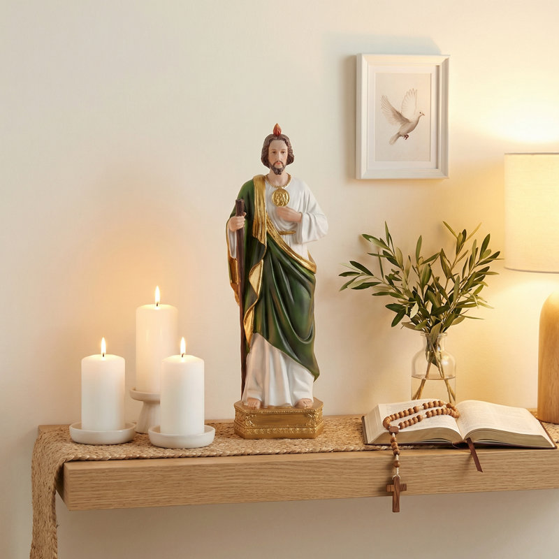 Statue de Saint Jude Thaddeus, figurine religieuse en résine peinte à la main