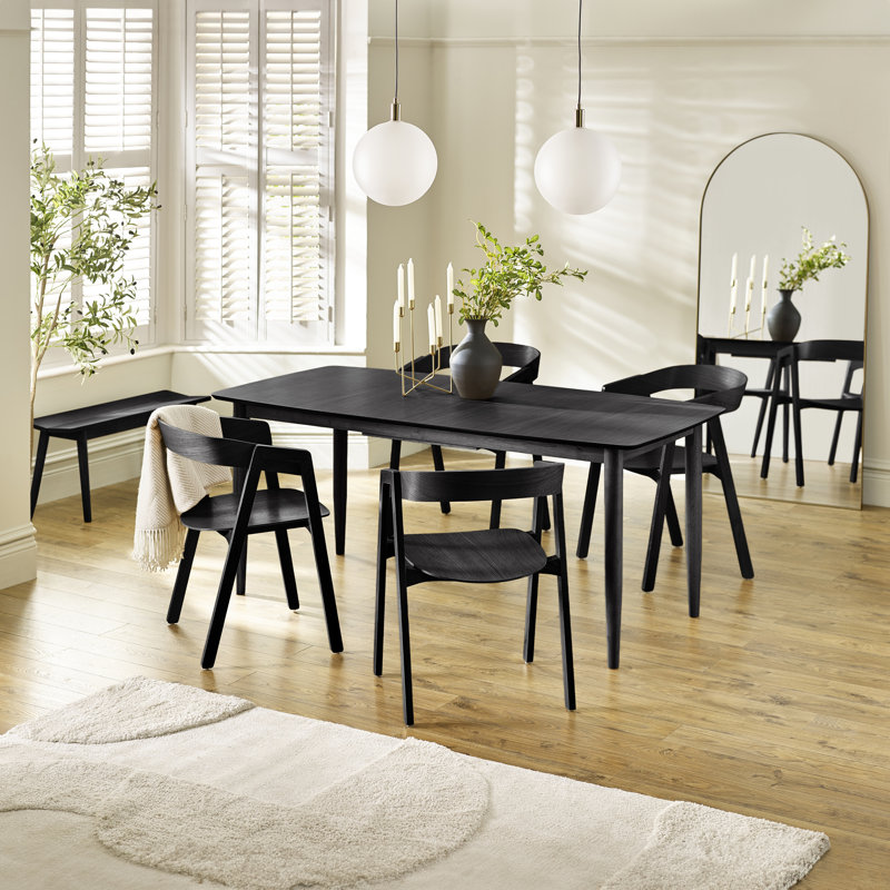 Eriksson Rectangular Solid Wood Extending Table With Arvey Veneer Chairs - Responsibly Sourced, 5 Pieces: Table, 4 Chairs