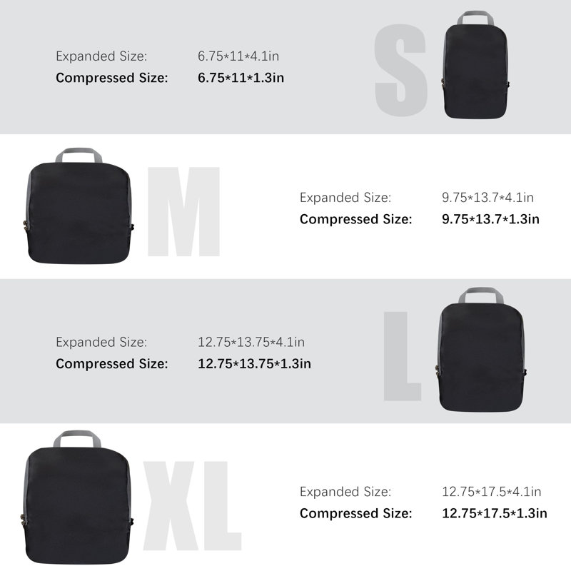 Ensemble de 4 cubes de compression pour voyage