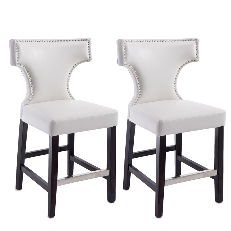 Eccleshall Upholstered Counter Stool, White, Counter Stool (24.25" Seat Height)