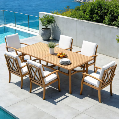 Outdoor 6-person Eucalyptus Solid Wood Dining Set
