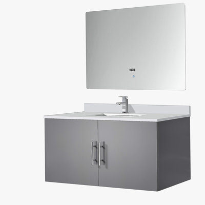 Lavabo de baignoire avec robinet et miroir à DEL