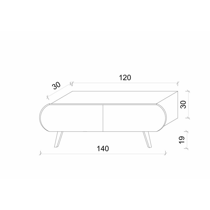 Meuble télé, H 11,81 po x l 55,12 po x P 7,48 po, Blanc