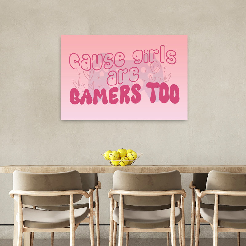 «Girls Are Gamers Too Abstract», art contemporain, H 36 po x l 24 po
