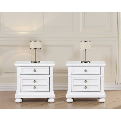 Ensemble de 2 tables de chevet blanches Mielec