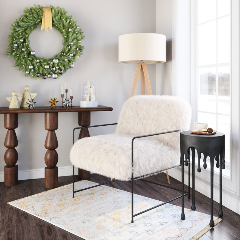  Fauteuil en sherpa blanc
