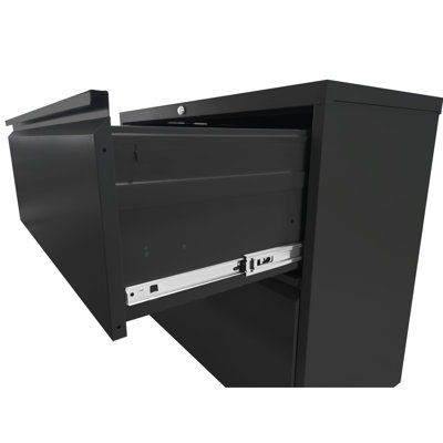 Modern 2 Metal Filing Cabinet, Black, With Locking System, For Office, Fits Various Sizes Black Cabinet Lock, Office Use, File