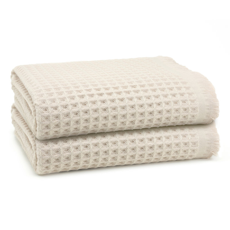 Lycia Turkish Cotton Waffle Bath Towel, Eggnog, 2