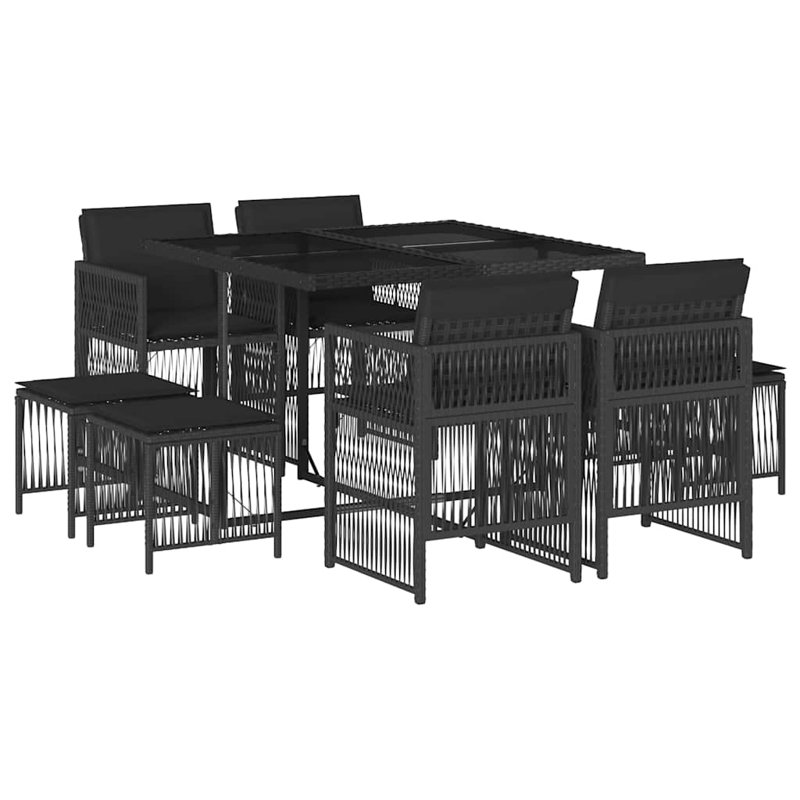 Patio Dining Set with, Black, Black